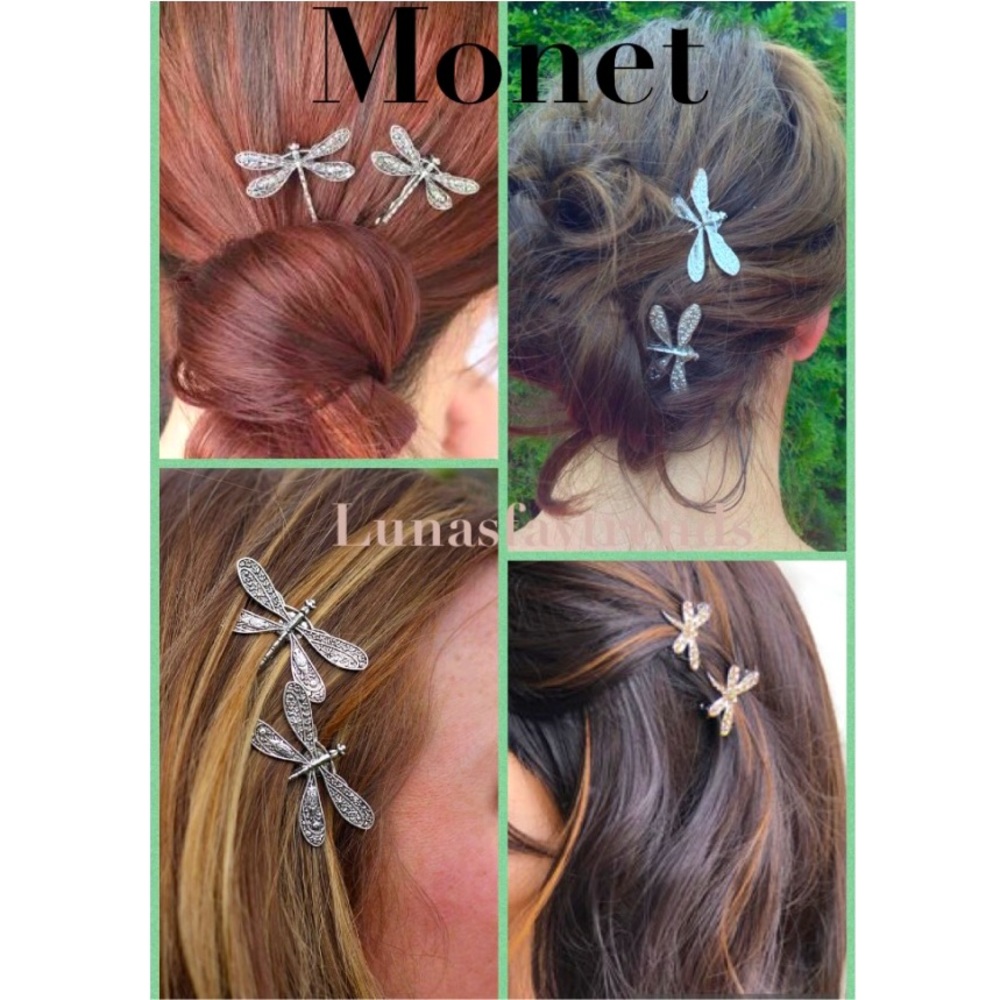 🌺VINTAGE MONET🌺Mini Dragonflies Hair Clips🌺